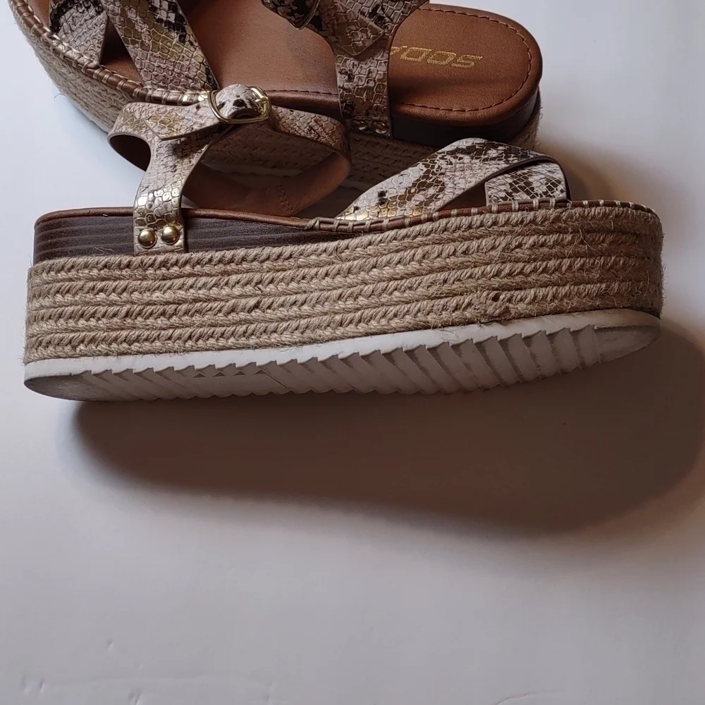 Soda platform snake print sandals